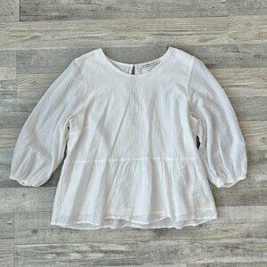 Abercrombie & Fitch White Trapeze Blouse 3/4 Sleeve B45
